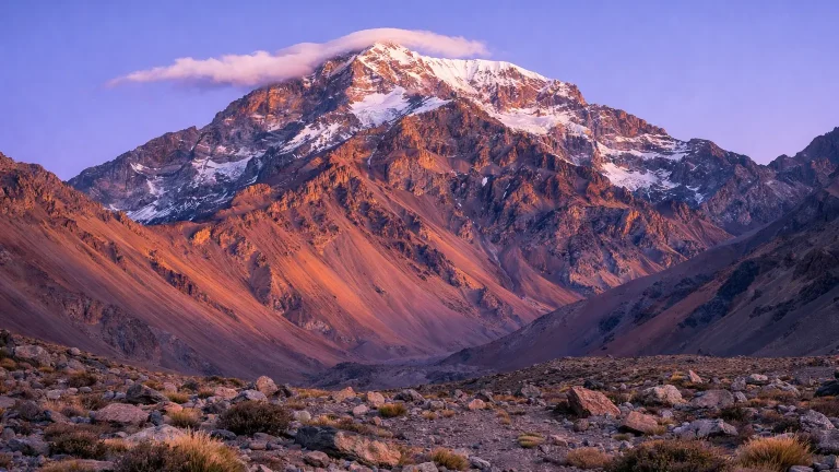 Aconcagua north face at dawn, Aconcagua Provincial Park