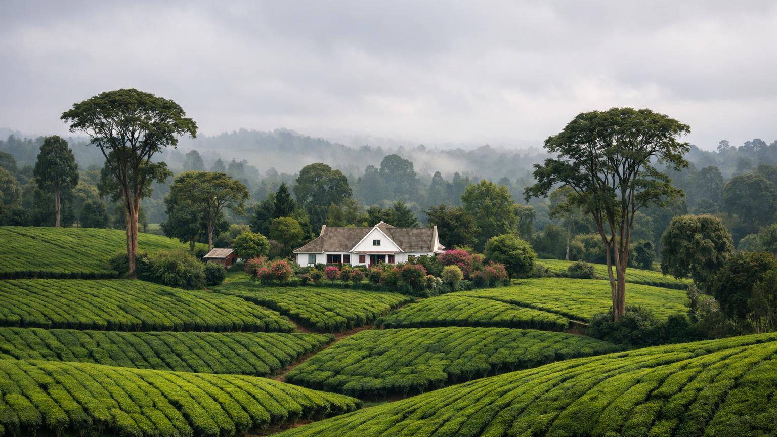 Kiambethu Tea Farm emerald tea fields and white farmhouse