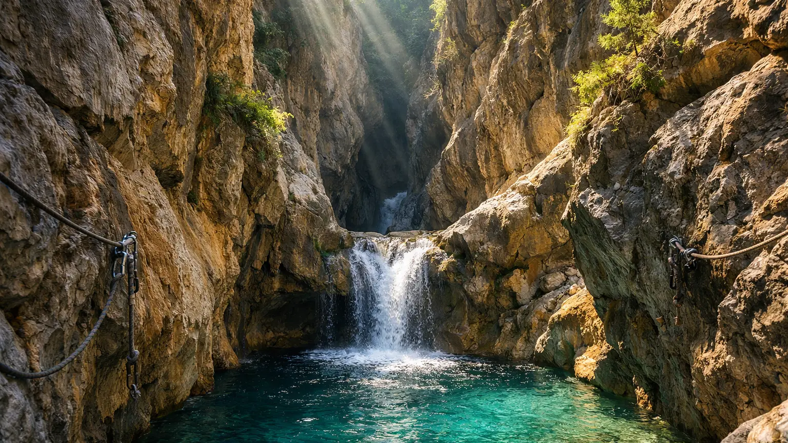 Cañón de Matacanes narrow limestone canyon with turquoise pool