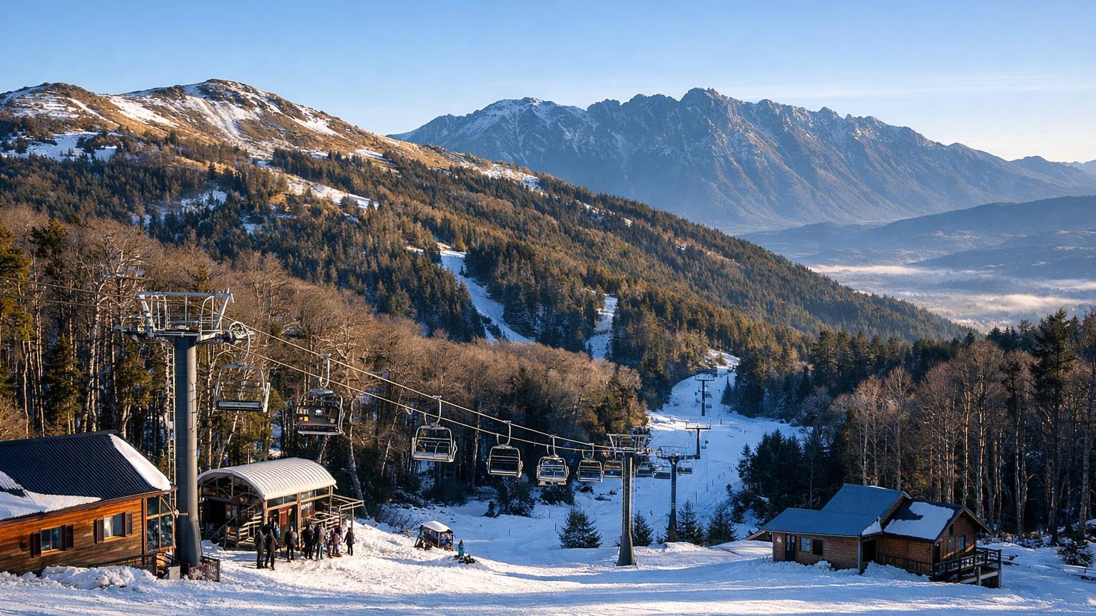 Cerro Perito Moreno chairlifts and lenga forest ridge