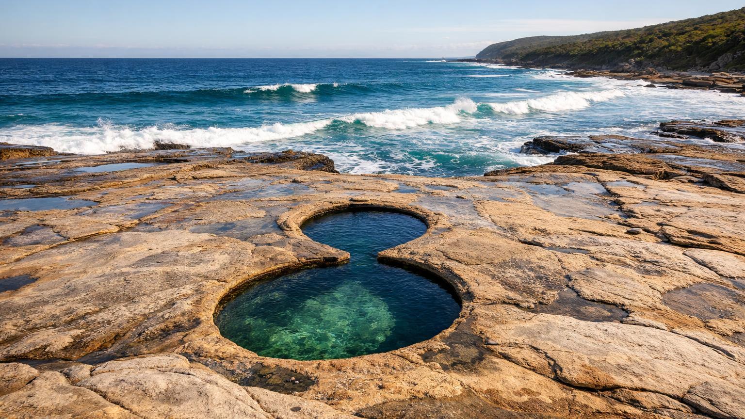 Figure Eight Pools on sandstone platform, Royal National Park